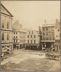 S.E. corner of Dock Square, Bos[ton] (Faneuil Hall at right)