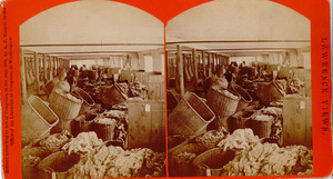 Interior view, Pacific cotton mills, wool sorting
