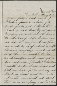 Letter from John Jubb, Camp Cameron, to Thomas Jubb, July 22, 1861