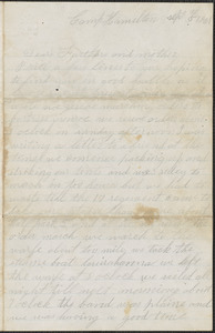 Letter from John Jubb, Camp Hamilton, to Thomas and Harriet Jubb, West Chelmsford, Mass., September 5, 1861