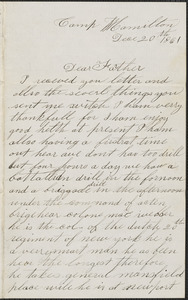 Letter from John Jubb, Camp Hamilton, to Thomas Jubb, West Chelmsford, Mass., December 20, 1861