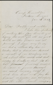 Letter from John Jubb, Camp Hamilton, Fortress Monroe, to Thomas and Harriet Jubb, January 16, 1862