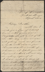 Letter from John Jubb, Camp Hamilton, Fortress Monroe, to Thomas Jubb, April 19, 1862