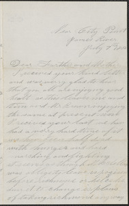 Letter from John Jubb, Near City Point, James River, to Thomas and Harriet Jubb, West Chelmsford, Mass., July 7, 1862