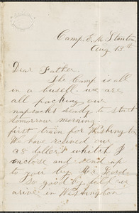 Letter from William Jubb, Camp E.M. Stanton, to Thomas Jubb, West Chelmsford, Mass., August 13, [1862]