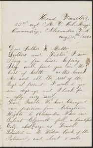 Letter from William Jubb, Alexandra V.A., to Thomas and Harriet Jubb, West Chelmsford, Mass., August 30, 1862