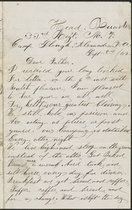 Letter from William Jubb, Camp Slough, Alexandra V.A., to Thomas Jubb, September 8, 1862