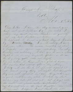 Letter from William Jubb, Camp near Fairfax V.A., to Thomas Jubb, West Chelmsford, Mass., November 2, 1862