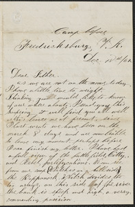 Letter from William Jubb, camp before Fredricksburg, V.A., to Thomas Jubb, West Chelmsford, Mass., December 18, 1862