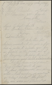 Letter from William Jubb, camp near Brooke's Station, V.A., to Thomas Jubb, West Chelmsford, Mass., April 19, 1863