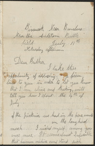Letter from William Jubb, bivouack near Boonsboro, to Jabez Jubb, West Chelmsford, Mass., July 11, [1863]