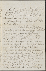 Letter from William Jubb, Bridgeport, Ala., to Thomas Jubb, West Chelmsford, Mass., October 1, 1863