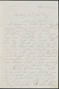 Letter from James Jackson, Amesbury [Mass.], to William Jubb, West Chelmsford, Mass., April 13, 1865