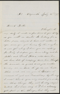 Letter from Lizz Culley, No. Weymouth, to William Jubb, West Chelmsford, Mass., July 30, 1865