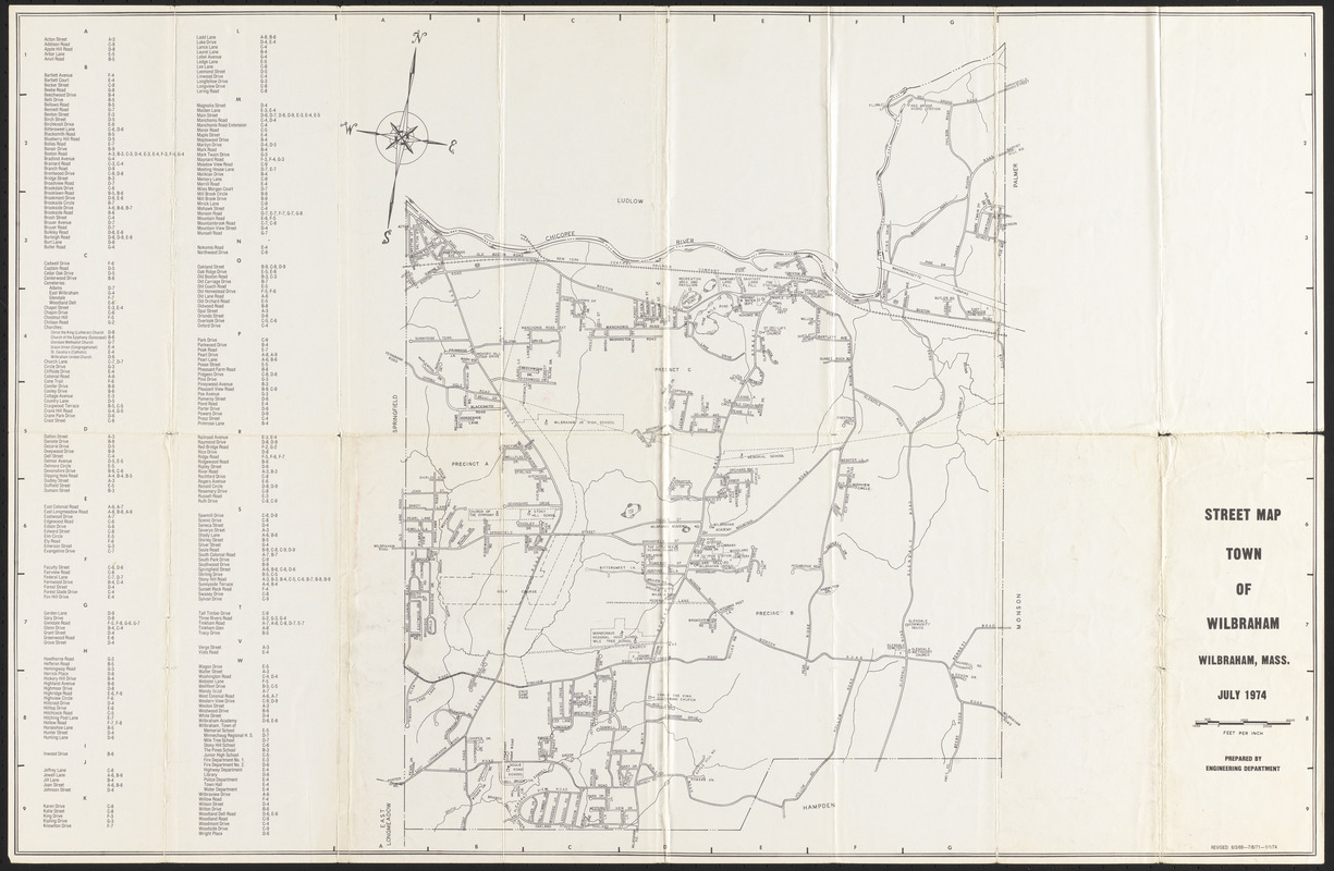 Street map of town of Wilbraham, Mass.