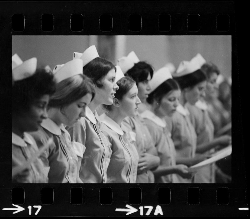 Mass. General Hospital student nurses in "old" caps, Boston