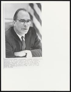 Named Ambassador - Gardner Ackley, above, chairman of the president's Council of Economic Advisers, was named ambassador to Italy today by President Johnson. He will replace G. Frederick Rheindhart.