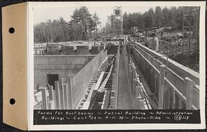 Contract No. 56, Administration Buildings, Main Dam, Belchertown, forms for roof beams, patrol building, Belchertown, Mass., Apr. 11, 1938