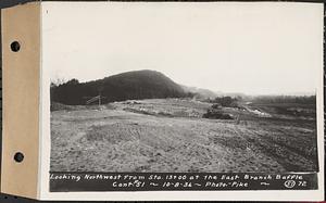 Contract No. 51, East Branch Baffle, Site of Quabbin Reservoir, Greenwich, Hardwick, looking northwest from Sta. 13+00 at the east branch baffle, Hardwick, Mass., Oct. 8, 1936