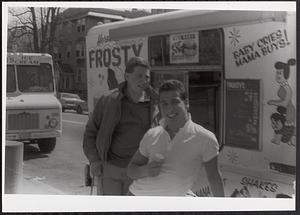 Young men at a Frosty's ice cream truck