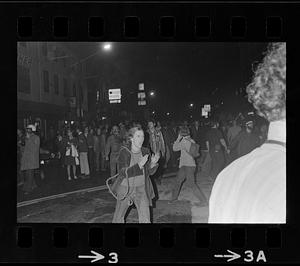 Harvard Square anti-war riot: Woman screams as police charge, Cambridge