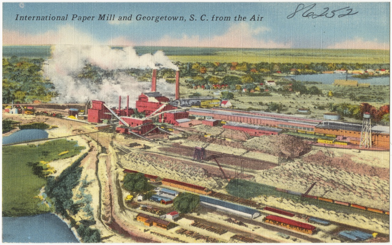 International Paper Mill and Georgetown, S. C. from air