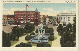 Memorial Plaza and Main St., looking west, Orangeburg, S. C.
