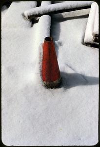 Traffic cone in snow