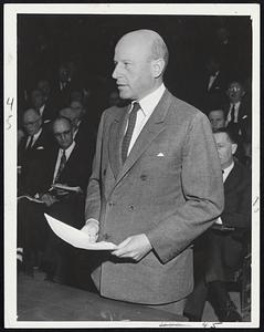 Others as they stepped forward in Gardner Auditorium to be recorded. Said Charles F. Adams president of Raytheon, one of the largest employers in the state