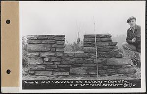 Contract No. 107, Quabbin Hill Recreation Buildings and Road, Ware, sample wall, Quabbin Hill building, Ware, Mass., Sep. 10, 1940