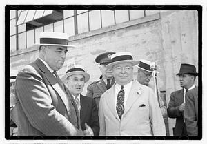 Boston Traveler Soap Box Derby July 1938, Boston Parks Commissioner William Long on right