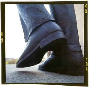 Boston: Beacon Hill, MA State House, feet of JFK statue