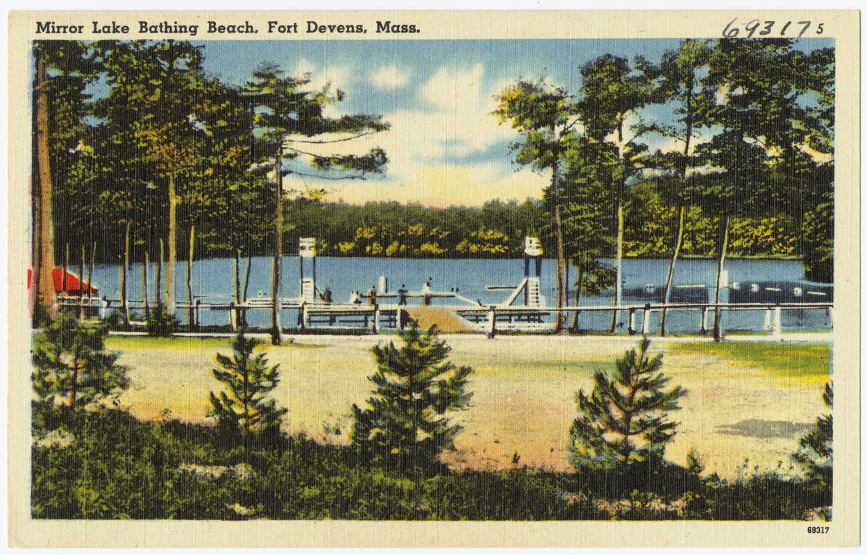 Mirror Lake, bathing beach, Fort Devens, Mass.