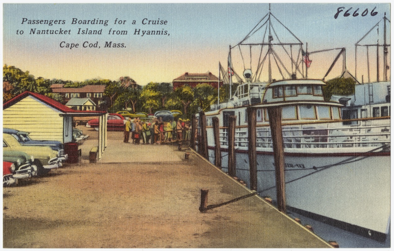 Passengers boarding for a cruise to Nantucket Island from Hyannis, Cape Cod, Mass.