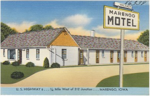 Marengo Motel, U. S. Highway 6...  1/4 mile west of 212 Junction... Marengo, Iowa