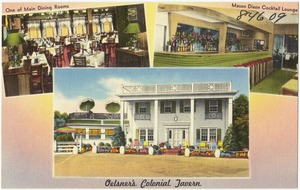 Oelsner's Colonial Tavern, Greater Cincinnati's finest, Route 25 &42 in the Blue Grass State, 2 miles south of Covington, Kentucky