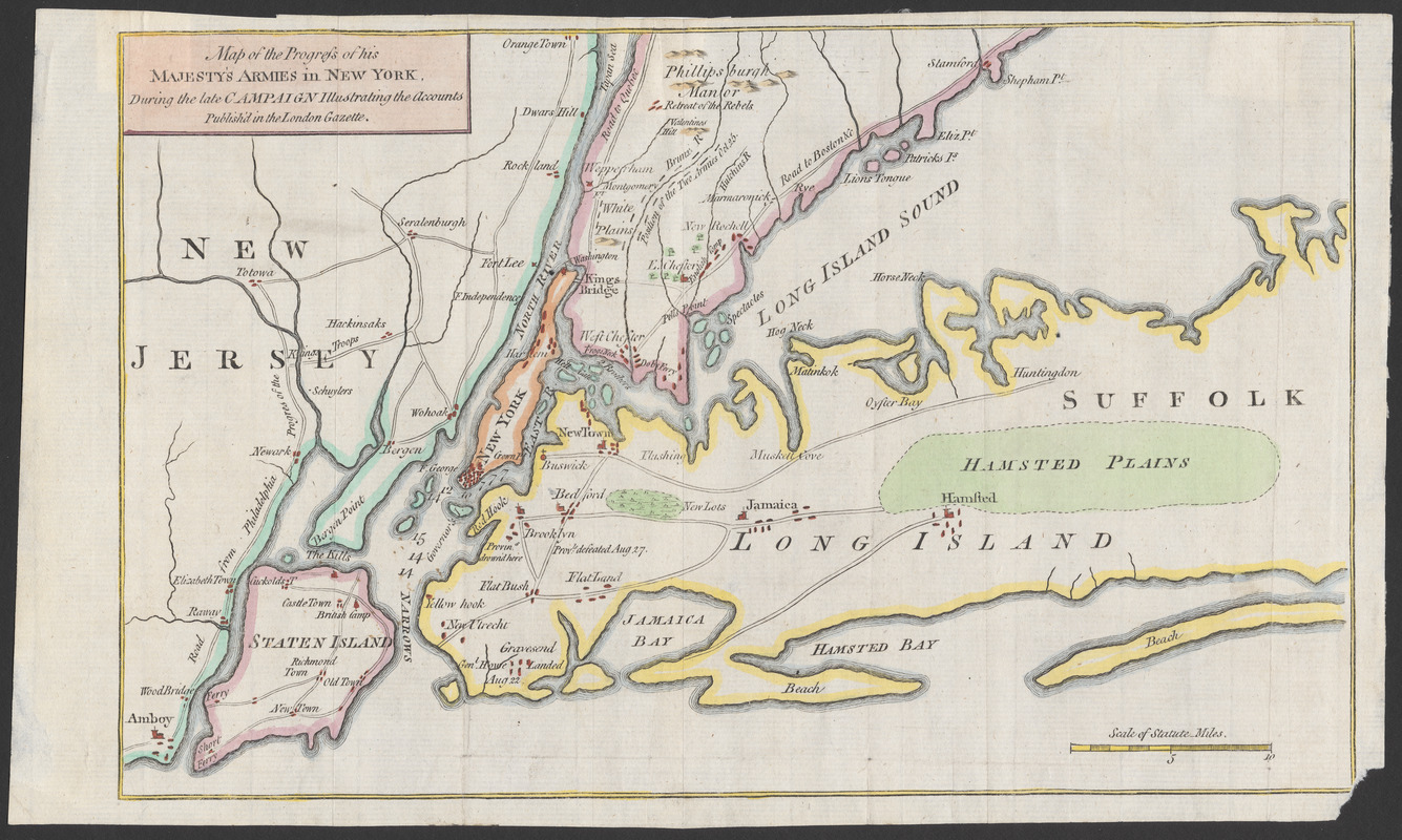 Map of the progress of his majesty's armies in New York during the late campaign illustrating the accounts publish'd in the London Gazette