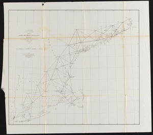 Sketch A, showing the primary triangulation in section I and the connection of the baselines in sections I and II
