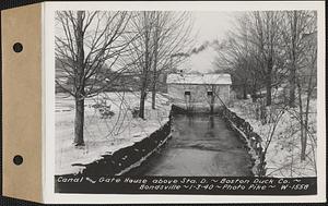 Canal and gatehouse above Station D, Boston Duck Co., Bondsville, Palmer, Mass., Jan. 3, 1940