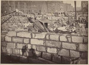 BPL, McKim Building, exterior, photo of foundation during early construction