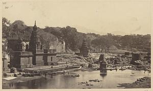 View of temples on Brahmanshahi Ghat, Wai, India