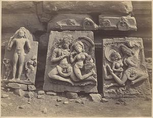 Fallen carved slabs outside the Durga Temple, Aihole, Bijapur District