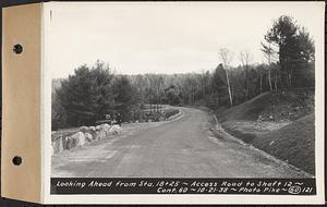 Contract No. 60, Access Roads to Shaft 12, Quabbin Aqueduct, Hardwick and Greenwich, looking ahead from Sta. 18+25, Greenwich and Hardwick, Mass., Oct. 21, 1938