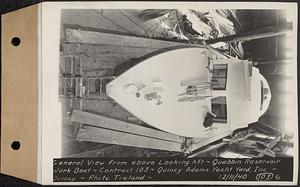 Contract No. 103, Construction of Work Boat for Quabbin Reservoir, Quincy, general view from above looking aft, Quincy, Mass., Dec. 11, 1940