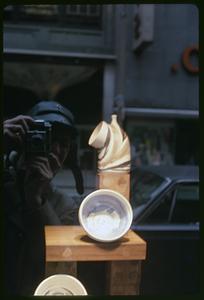 Window display of tableware and pottery