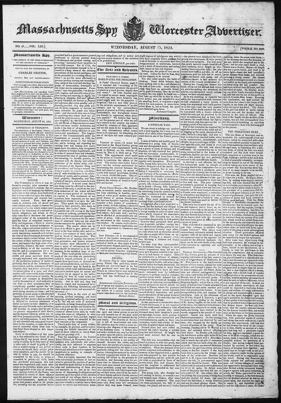 Massachusetts Spy And Worcester Advertiser - Digital Commonwealth