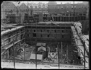 Boston Public Library under construction, Blagden Street wall interior