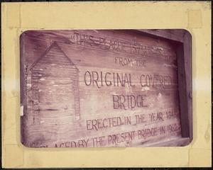 Plaque on the Pepperell Covered Bridge