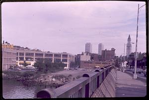 Boston skyline from Charles River Bridge Boston North End