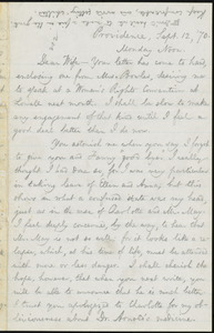 Letter from William Lloyd Garrison, Providence, [R.I.], to Helen Eliza Garrison, Sept. 12, [18]70, Monday Noon